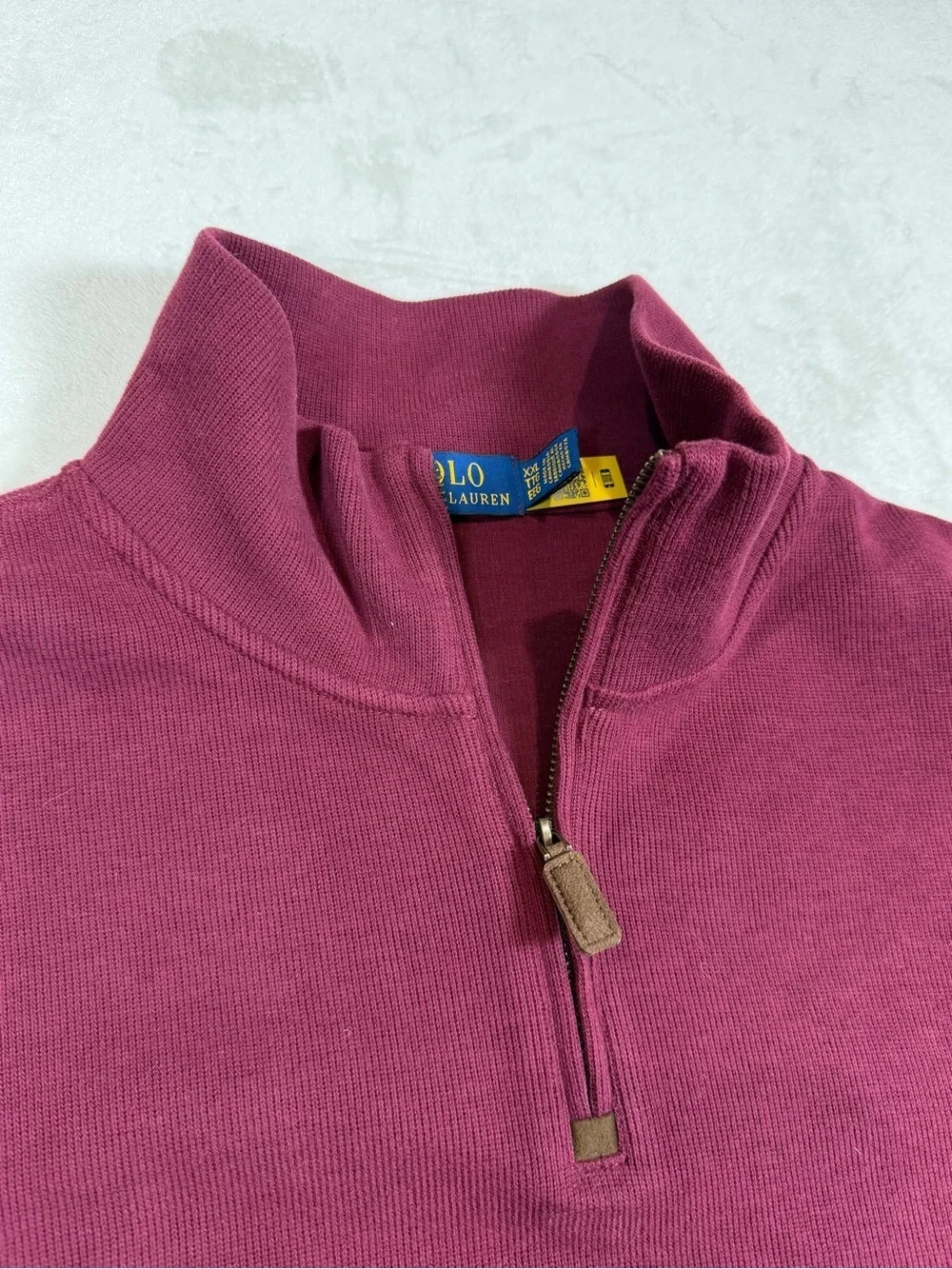 Polo Ralph Lauren XXL Classic Burgundy Quarter-Zip Pullover Ribbed Collar